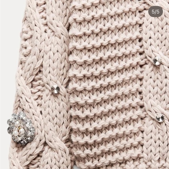 Zara NWT beaded rhinestone knit sweater 3920/188 - Picture 7 of 10